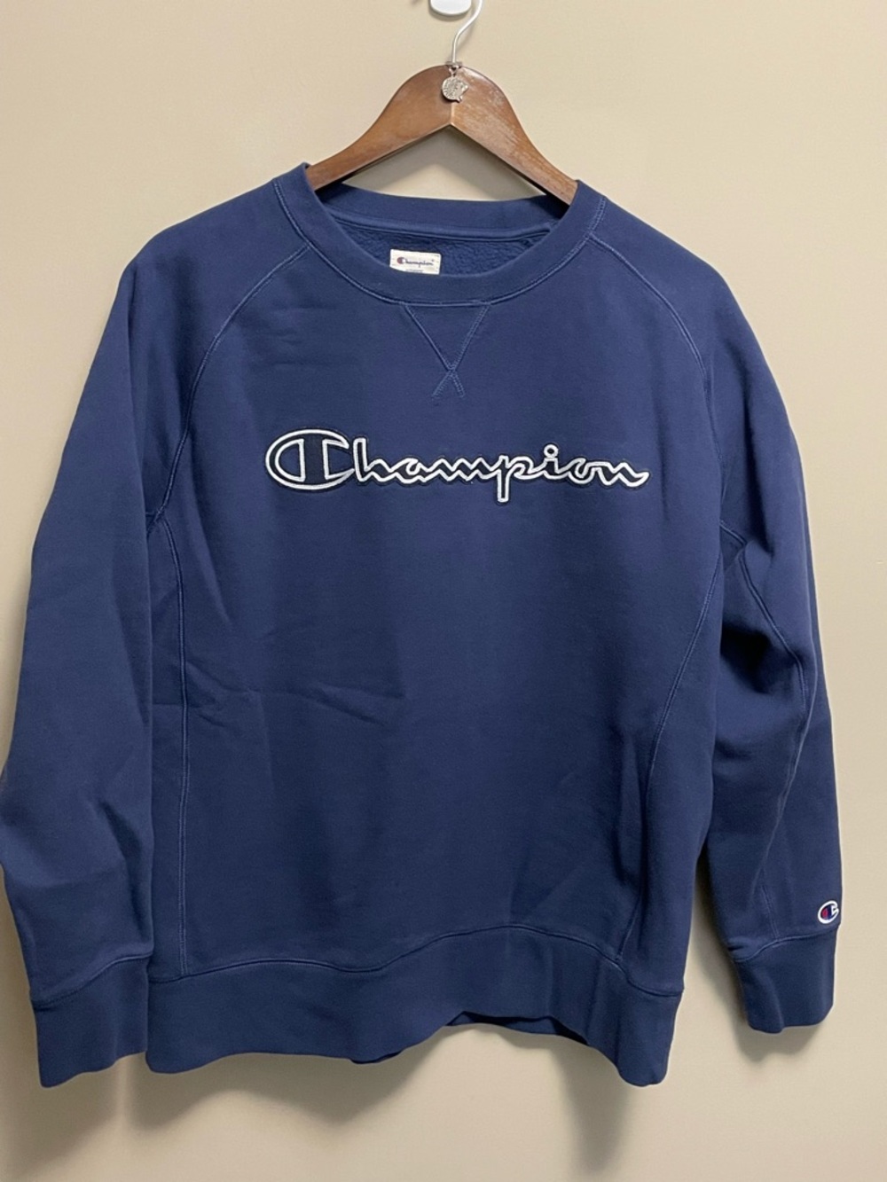 Champion Navy Script Logo Crewneck Sweatshirt Men’s Large